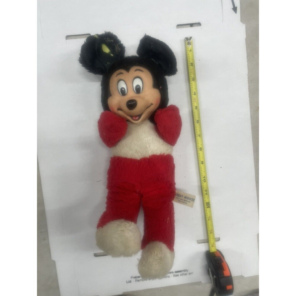 Rare Vintage plush stuffed Mickey Mouse vinyl face, ears 10in